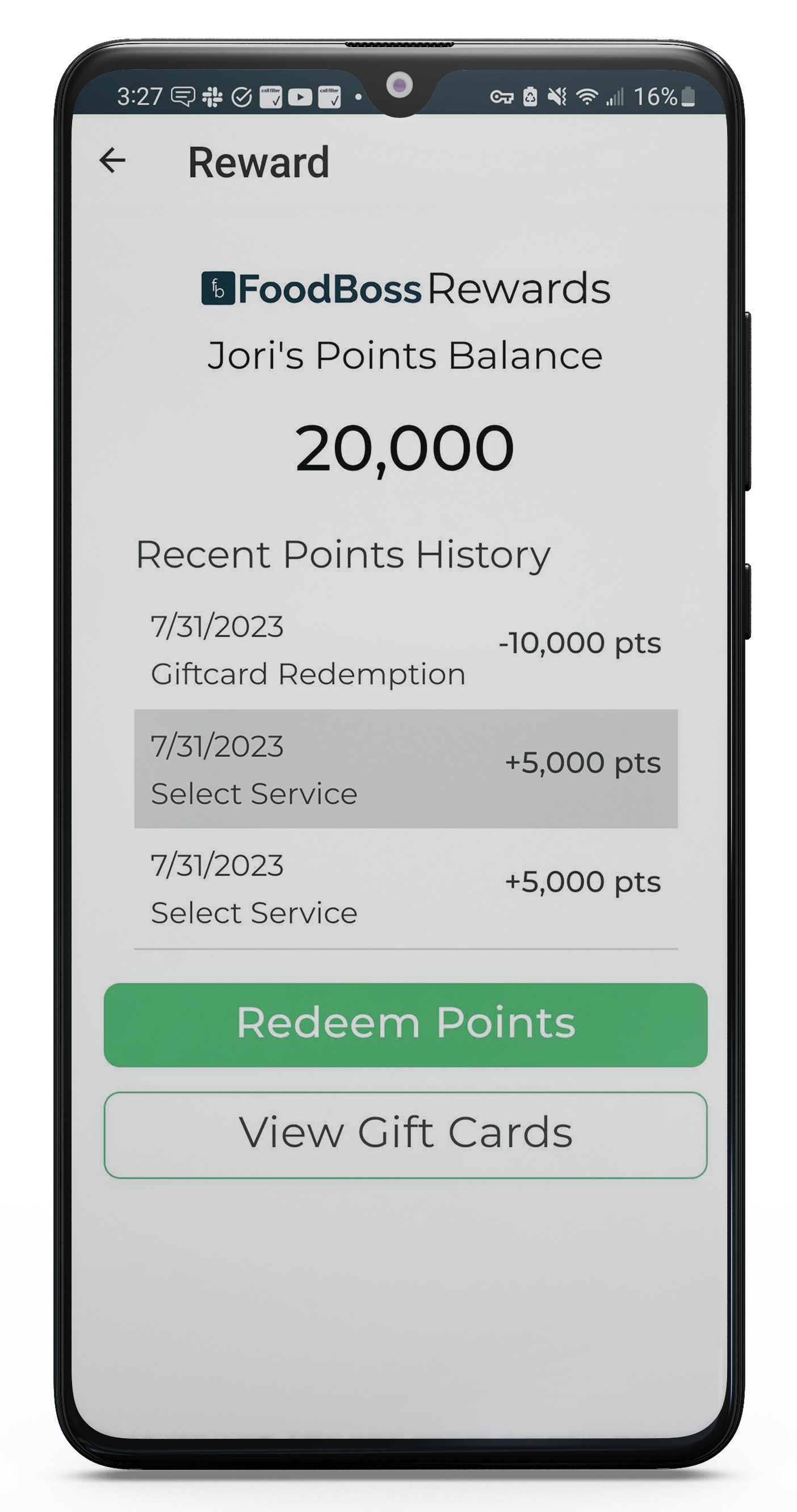 Get rewards for ordering food